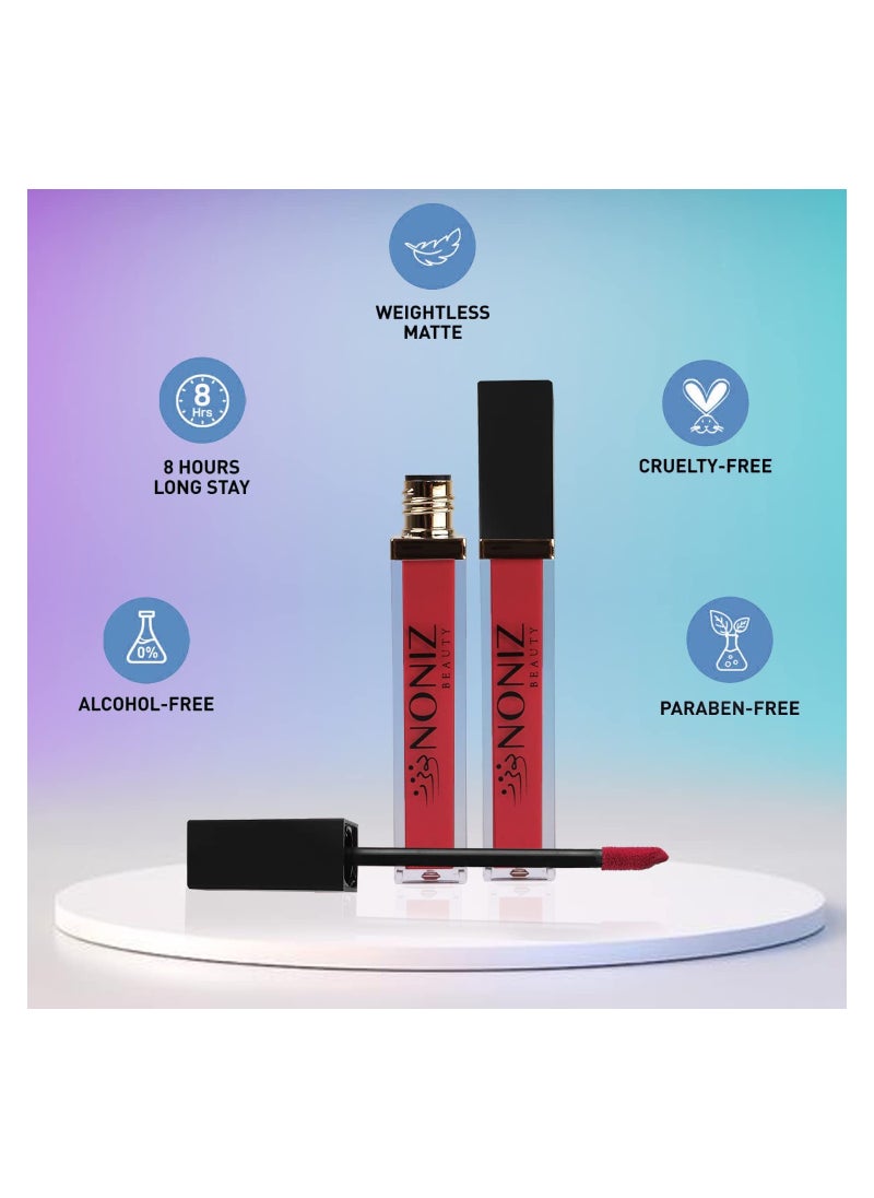 NONIZ Liquid Lipstick Matte Finish - Waterproof Highly Pigmented 10 Lip Shades - Velvety Liquid Lipstick (Day Lilly)