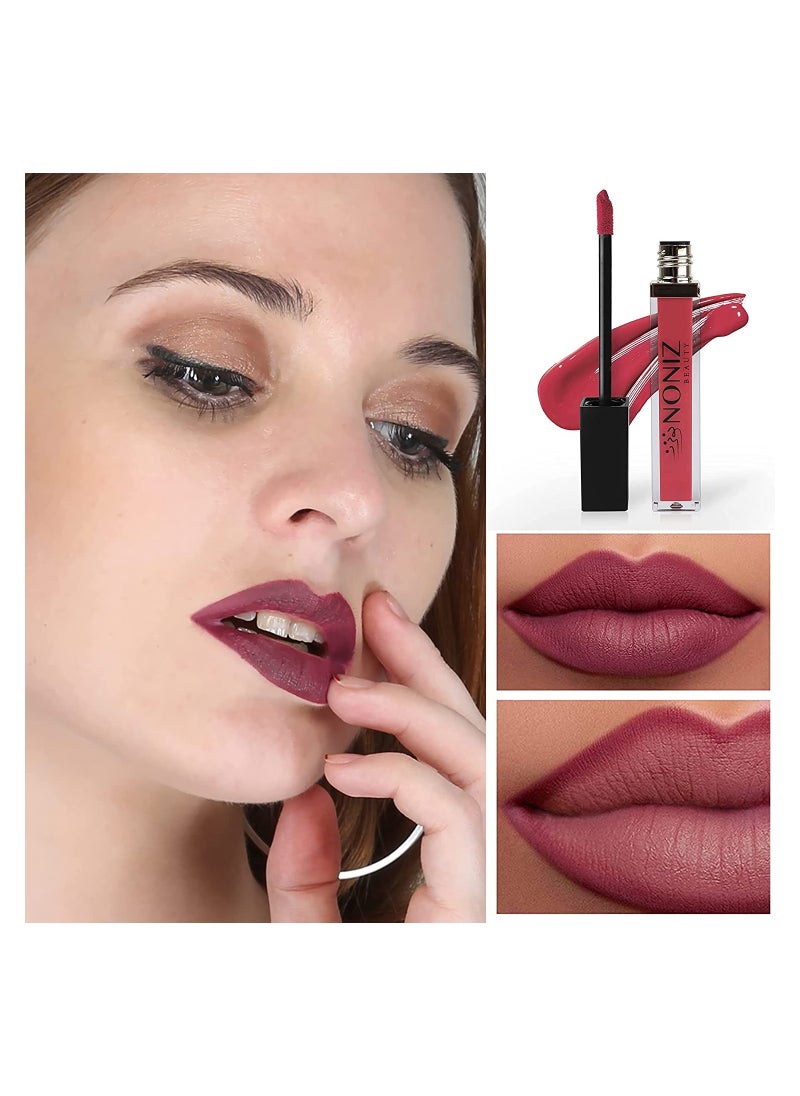 NONIZ Liquid Lipstick Matte Finish - Waterproof Highly Pigmented 10 Lip Shades - Velvety Liquid Lipstick (Day Lilly)