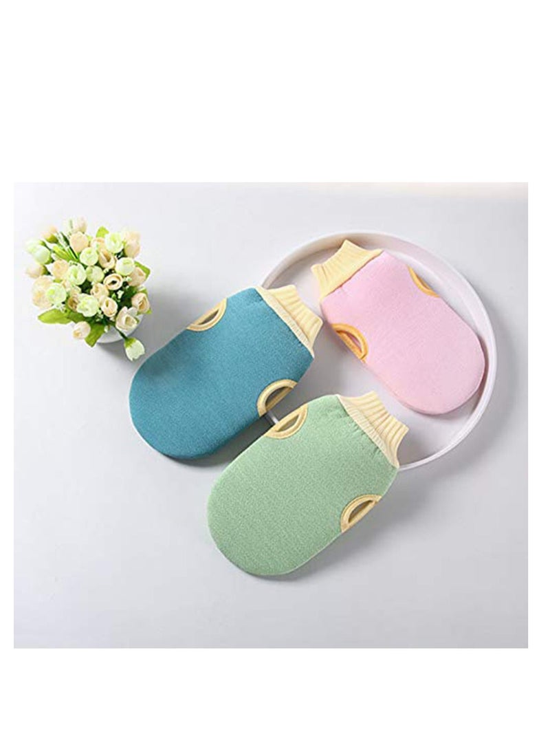 Y&D - 2 Pack Exfoliating Gloves Body Scrub Exfoliator Eraser Mitt Loofah Exfoliation Scrubbers Exfoliate Arms Legs Face Cloth Cleansing for Bath (Green + Pink) - Image 1