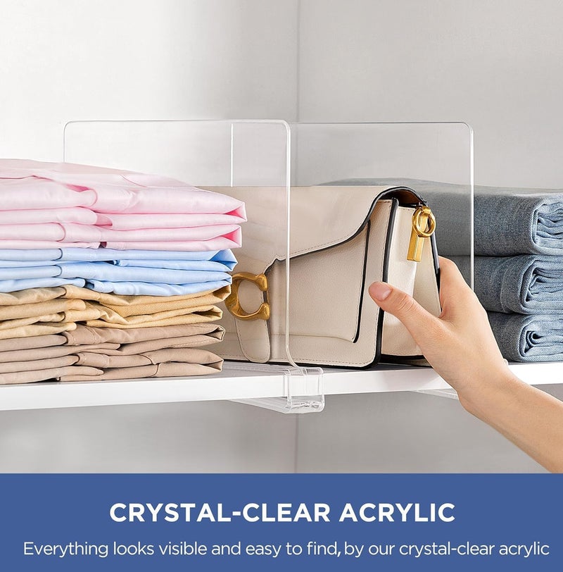 فواصل الرفوف لتنظيم الخزانة - 6 قطع فواصل حقائب قابلة للتعديل - Image 3