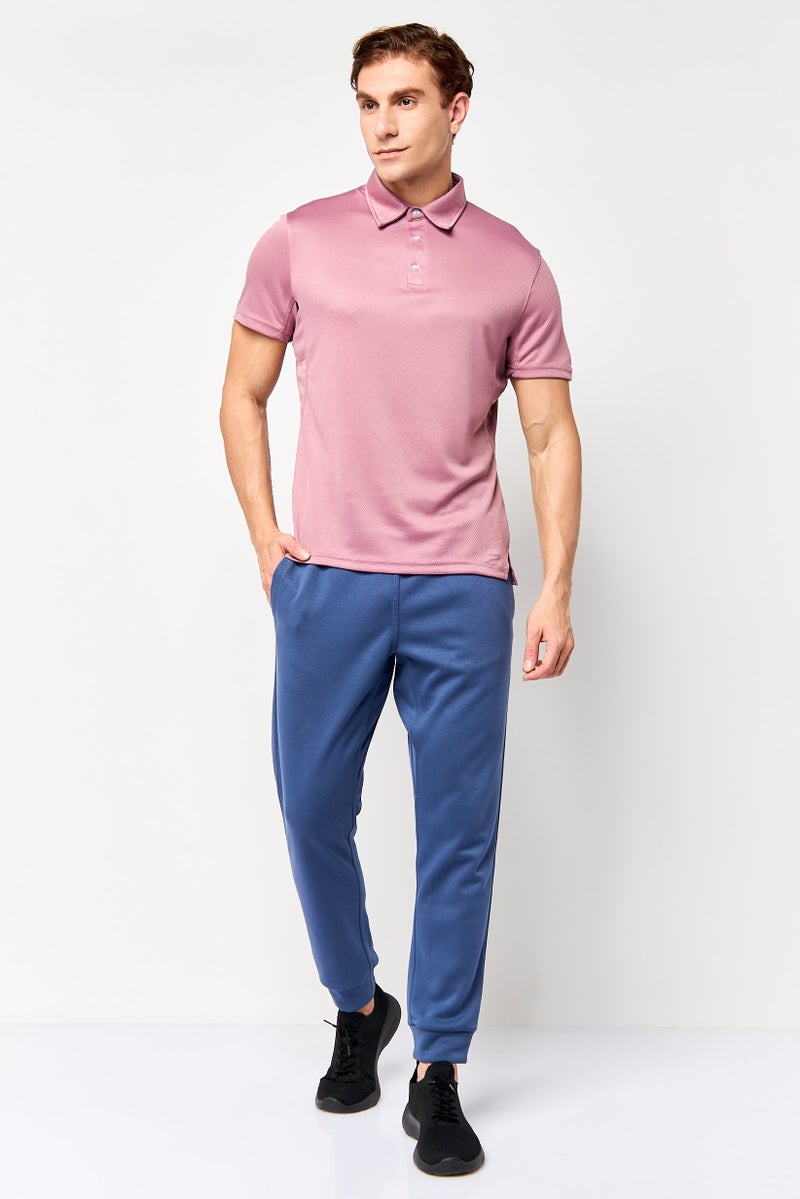 MOTION Men Sportswear Fit Short Sleeve Training Polo Shirt, Dusty Pink - Image 2