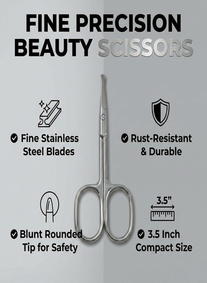 Heff Designer Grooming Blunt/Curved Tip Scissors for Nose Hair, Beard, Moustache and Eyebrow, 3.5 Inch (Stainless Steel) - Image 4