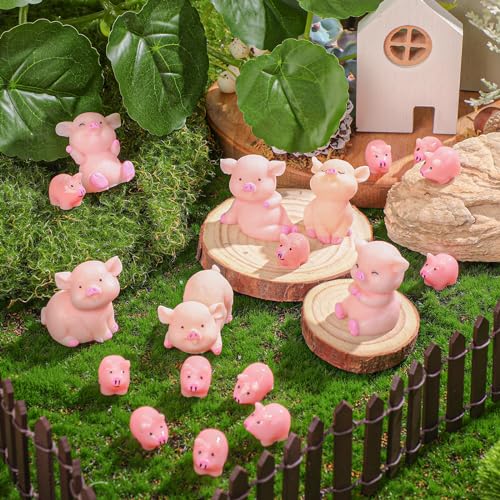 Menkxi 162 Pcs Mini Resin Pig Animals Bulk Tiny Figures Pig Party Decorations Mini Resin Toys Miniature Garden Landscape Aquarium Potted Plants DIY DecorPink Design - Image 5