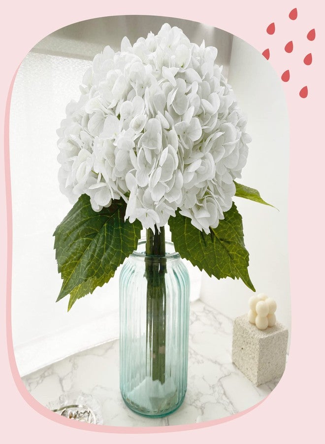 Yatim 21In White Artificial Hydrangea Flowers 5 Pcs Real Touch 3D Print Latex Flowers for Wedding Centerpieces Bouquets DIY Floral Decor Home Decoration with Stems - Image 5