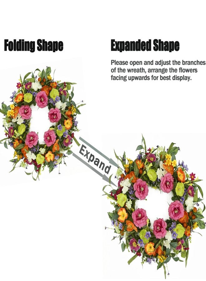 AMF0RESJ Artificial Spring Door Wreath with Flower for Front Door Home Decor - Image 5