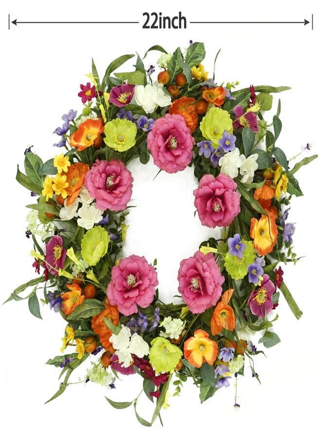 AMF0RESJ Artificial Spring Door Wreath with Flower for Front Door Home Decor - Image 3