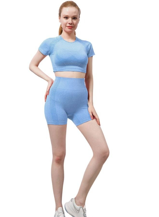 Mei Stylish Women's Seamless Gym Fitness Activewear Workout Sports Top and Short Set - Image 1