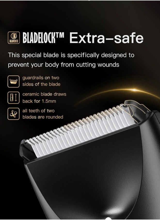 Body Hair Trimmer,Electric Shaver for Sensitive Areas,Hairs,Beards,Armpit Hair,Waterproof Shaver,Unisex,Black