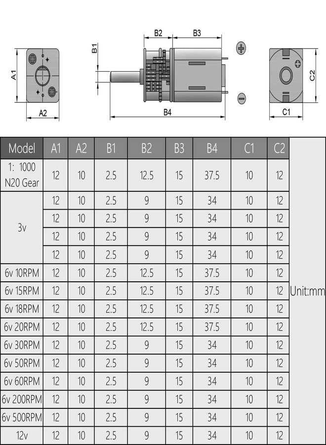 Fielect DC 3V 5RPM Mini Metal Gearwheel Micro Speed Reduction Motor Mini Gear Box Motor GA12-N20 - Image 4