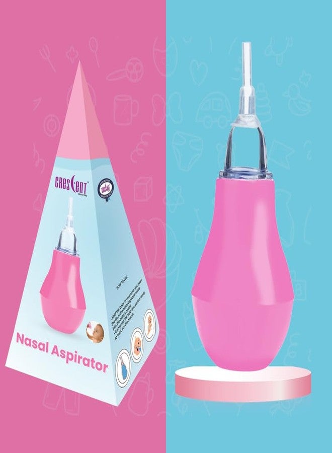 Crescent Nasal Aspirator | BPA Free Nasal Aspirator for Baby Newborn | Soft Nozzle Baby Nose Cleaner | Easy to Clean Mucus Sucker for Baby Nose | Compact Baby Nasal Aspirator Mucus Sucker, 0+ Month Baby, Baby Pink - Image 2