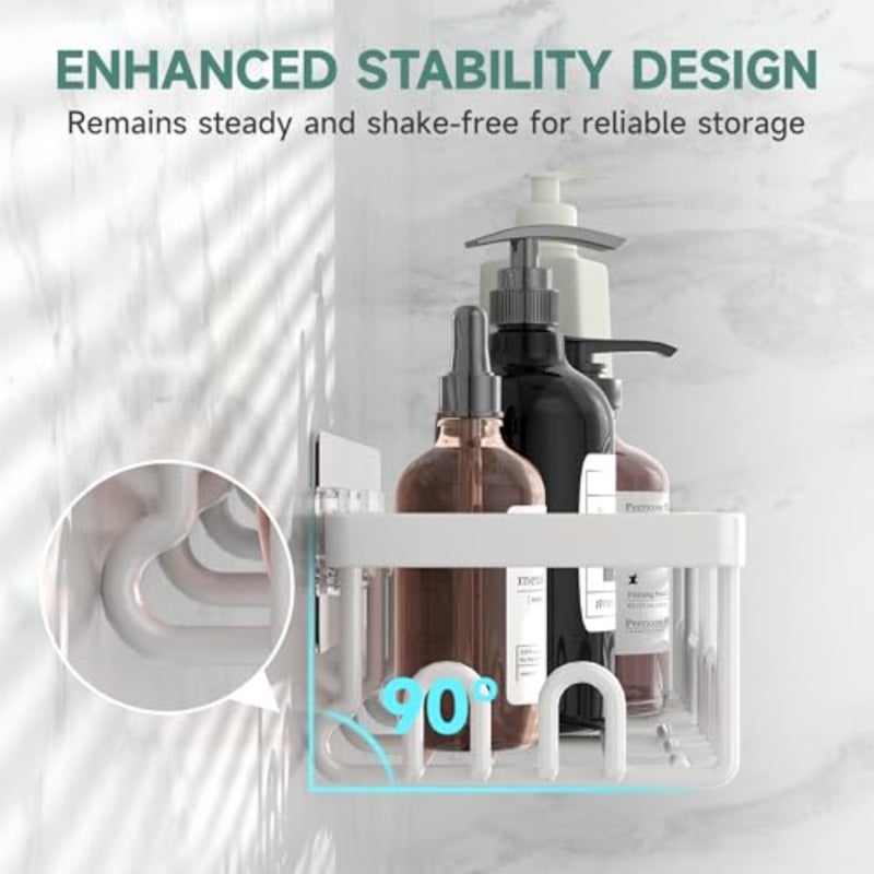 Shower Caddy 3-Pack, Advanced Rustproof Design, No Drilling Adhesive Shelves, Rack with Soap Holder, Large Capacity Bathroom Organizers and Storage, Wall-Mounted Kitchen and Home Decor, White - Image 2