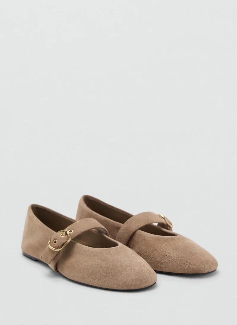 مانجو Suede leather ballet flats