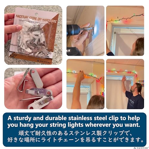 NACETURE String Light Hanger Hooks Stainless Steel Light Clips Outdoor Small Screw Hook for Christmas Party Led Light Wire Led Fairy Light Hook 20 Pack Black Wall Mounted - Image 3