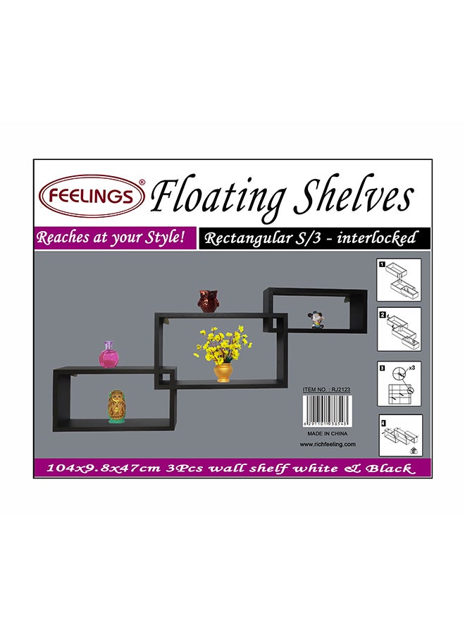 Feelings FLOATING WALL SHELVES INTERLOCKED 3PCS SET WHITE SIZE: 104x9.8x47cm, 34x9.5x15cm/39x9.5x20cm/44x9.5x25cm  - Image 3