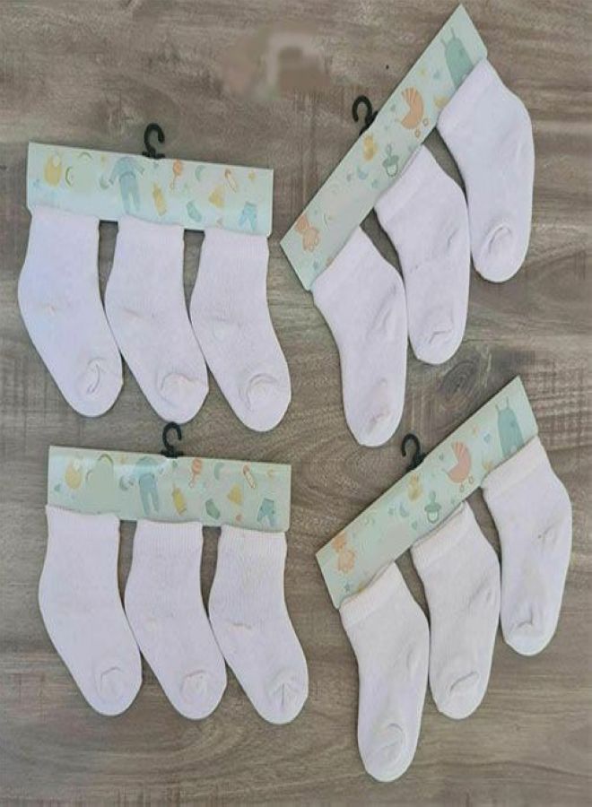 Fatah Bundle Of 12 Soft Cotton Socks For Baby Boys & Girls