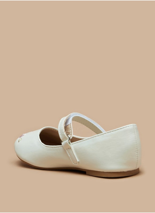 Flora Bella By Shoexpress - Girl's Embroidered Ballerinas with Hook and Loop Closure - Image 1