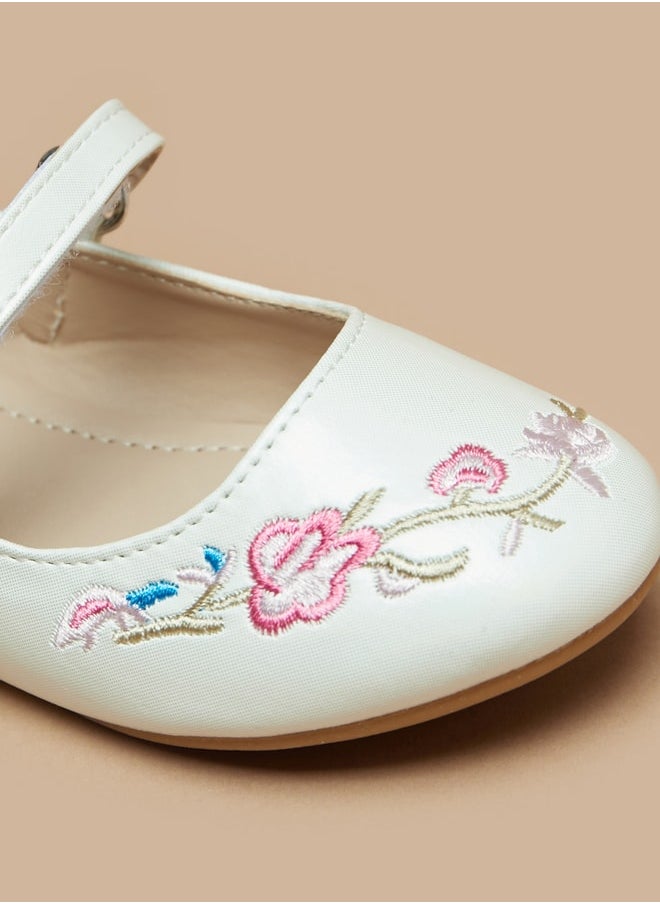 Flora Bella By Shoexpress - Girl's Embroidered Ballerinas with Hook and Loop Closure - Image 1
