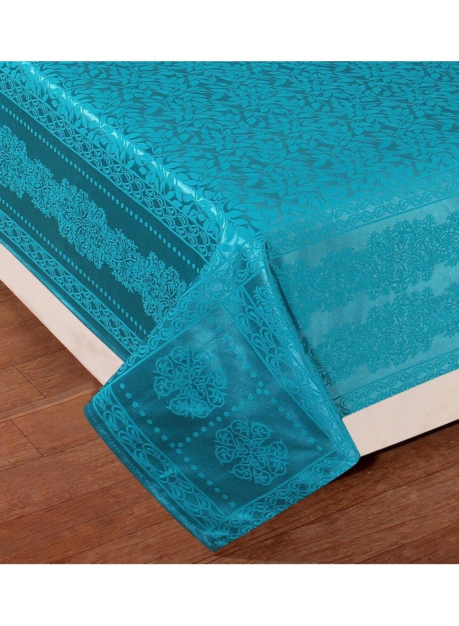 RD TREND 210 TC Jacquard 100% Cotton King Size 94 inch (235 cm) x 100 inch (250cm) Double Bedsheet with 2 Pillow Covers Color Aqua - Image 4