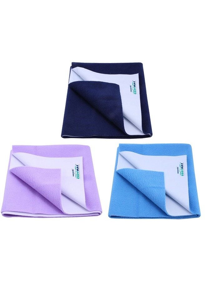 Newnik Baby Dry Sheets For Baby;Rubber Sheet For Baby;Baby Mat Waterproof;Baby Bed Protector Waterproof Combo Pack (Large Navyblue Purple Firoza)  - Image 1