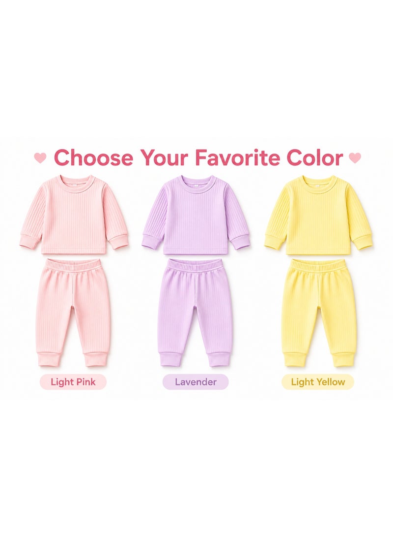 Newborn Baby Girls Sleepwear 3 Complete Outfits | 0–60 Days | Soft Ribbed Fabric | Long Sleeve Baby Clothing | Lovely Girl Colors - Image 5
