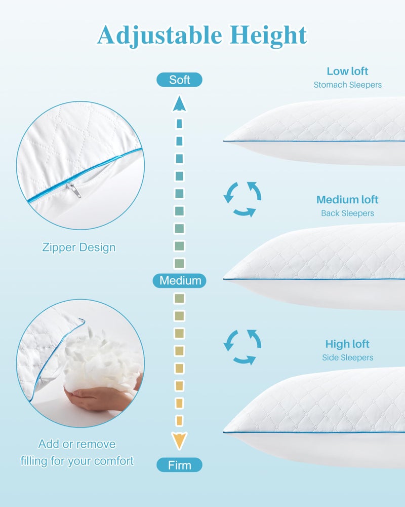 YZ HOME Long Body Pillow for Adults - Firm Body Pillow Insert with Shredded White Memory Foam, Adjustable Height, Soft Support for Side Sleeping, Pregnant Women, Washable (White, 20x54 Inch) - Image 5