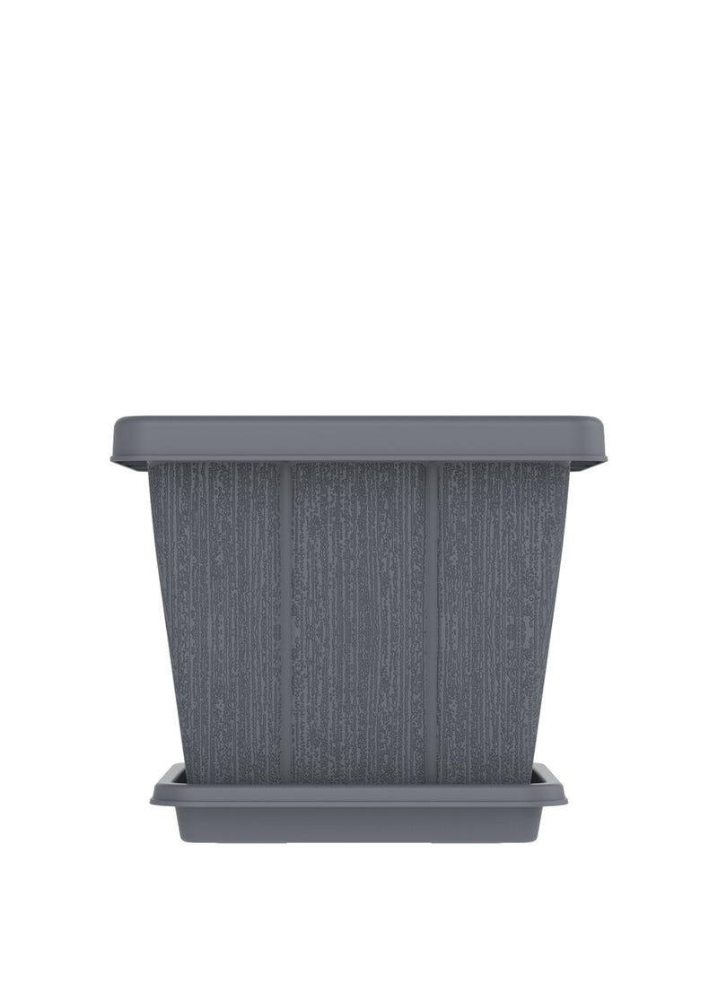 Cosmoplast - صندوق زرع مربع بسعة 10 لتر من خشب الأرز مع صينية - Image 1