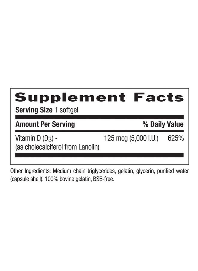 Country Life Vitamin D3 5000 Iu Supports Healthy Bones Teeth And Immune System Daily Supplement 60 Ct  - Image 3