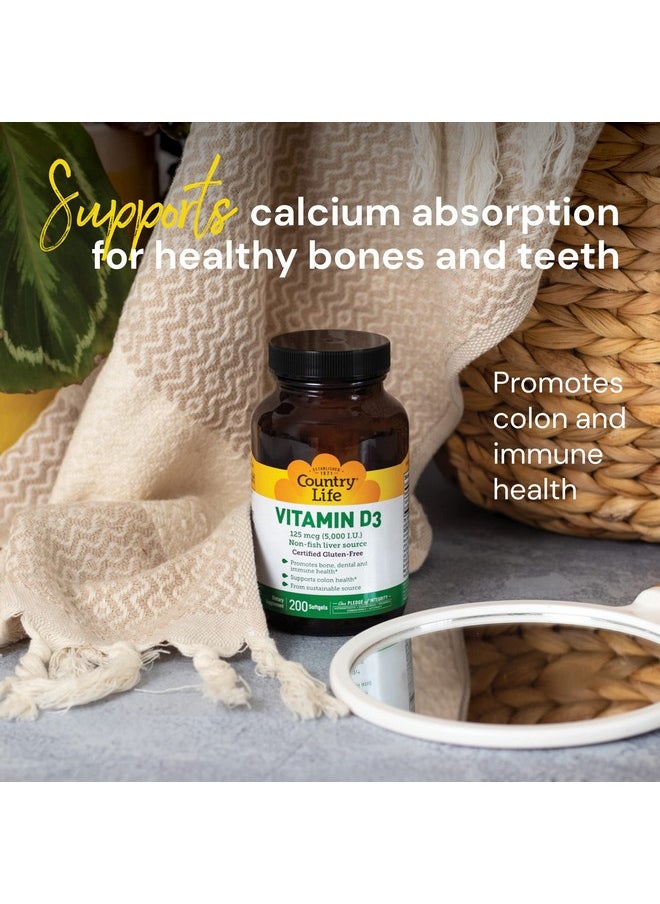 Country Life Vitamin D3 5000 Iu Supports Healthy Bones Teeth And Immune System Daily Supplement 60 Ct  - Image 4