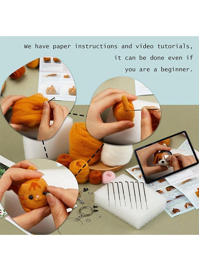 Generic 2Pcs Needle Felting Kit, Lovely Garfield & Beagles, Dolls Needle Felting Starter Kit with Instructions, Handmade DIY Material Bag - Image 3