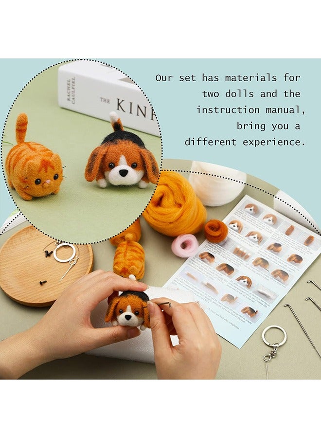 Generic 2Pcs Needle Felting Kit, Lovely Garfield & Beagles, Dolls Needle Felting Starter Kit with Instructions, Handmade DIY Material Bag - Image 4