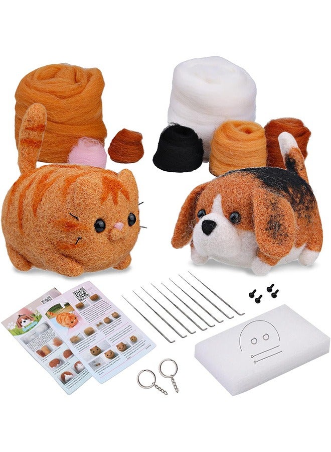 Generic 2Pcs Needle Felting Kit, Lovely Garfield & Beagles, Dolls Needle Felting Starter Kit with Instructions, Handmade DIY Material Bag - Image 1