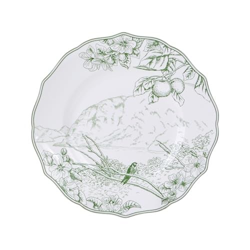 222 Fifth 12-Piece Porcelain Dinnerware Set for 4, Elegant Floral Plates and Bowls Sets-White/Green Ceramic Dishes, Chip Resistant Kitchen & Dining Dish Set, Microwave & Dishwasher Safe, Hudson Valley - Image 5