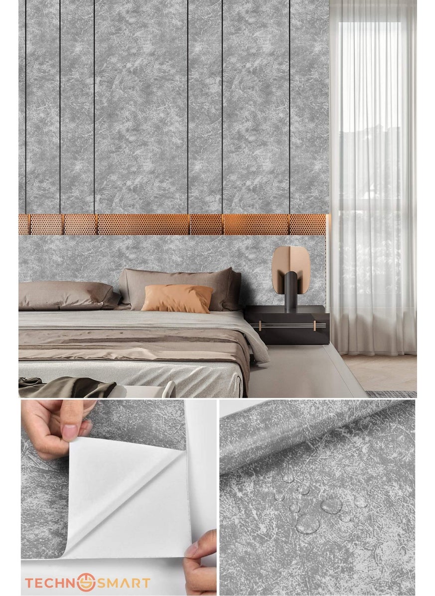 Technosmart 60 x 200 cm Gray Self Adhesive Wallpaper Kitchen Bathroom Cabinet Covering Decoration  - Image 3