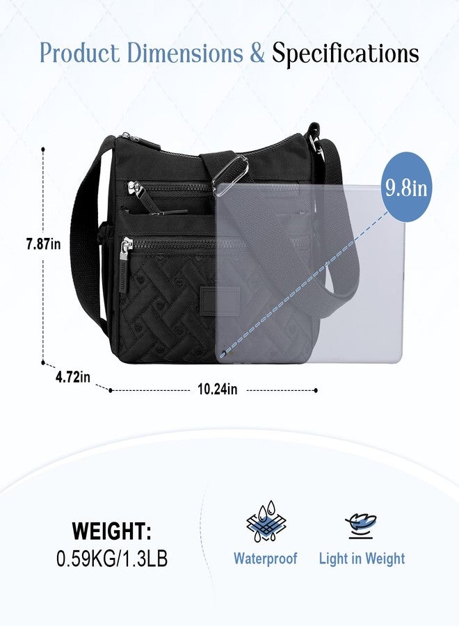 Rkrouco Women Crossbody Bag Multi-Pocket Nylon Waterproof Lightweight Casual Shoulder Handbag Purse Bookbag, Black - Image 3