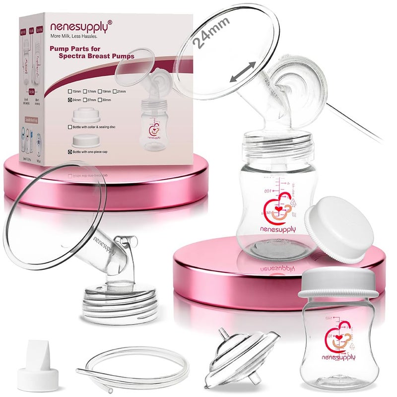 Nenesupply Pump Parts Compatible with Spectra S2 S1 9 Plus Breast Pump to Replace Spectra Pump Parts S2 Accessories Flange 24mm Duckbill Valve Tubing Pumping Bottles Backflow Protector - Image 1