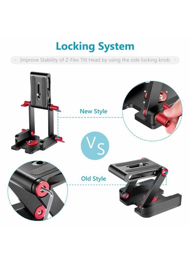 Neewer Upgraded Z-Flex Tilt Head Z Type Tripod Head with 4 Adjust/Fixing Knob, Quick Release Plate and Spirit Level for Tripod/DSLR Cameras Camcorders/Slider, Aluminium Alloy/Load Up to 6.6 Pounds - Image 4