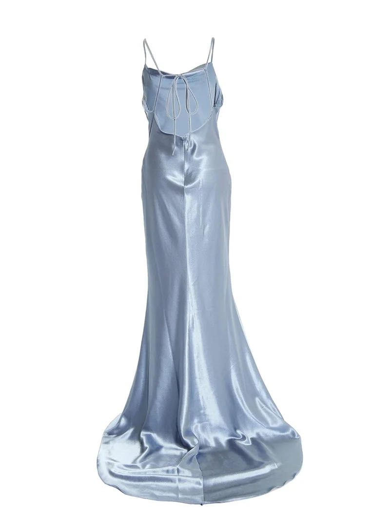 True Decadence Pippa Steel Blue Bridesmaid Cowl-Neck Slip Dress
