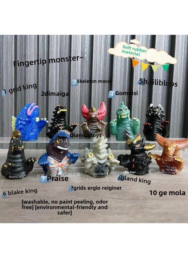 Generic - Soft Gel Fingertips Ultraman Hero Monster Full Set Of Parent-Child Interactive Toys Children's Birthday Gift Hand-made Model-Color:6 Fingertip Monsters (specified Note Numbers) - Image 1