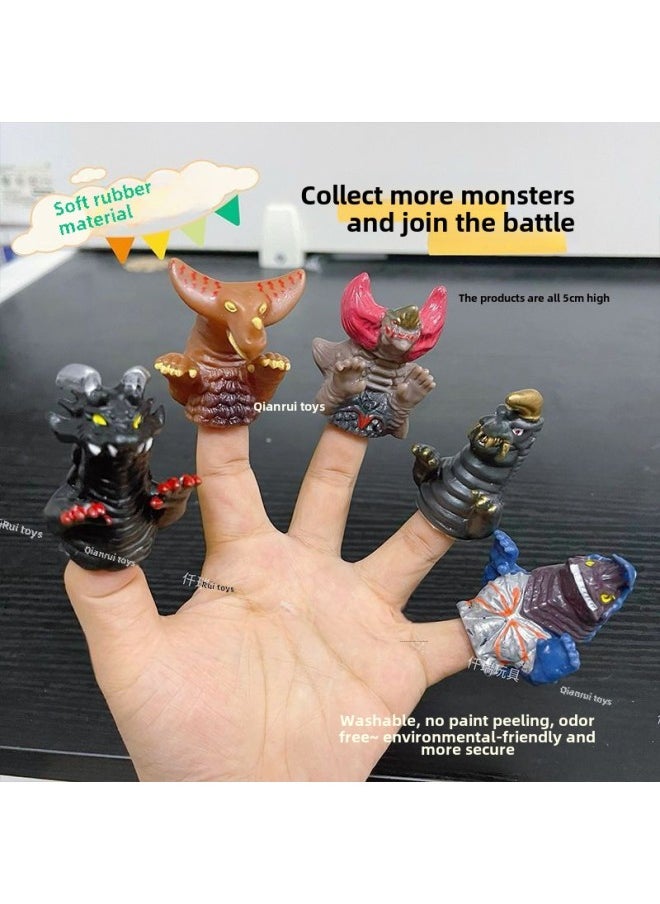 Generic - Soft Gel Fingertips Ultraman Hero Monster Full Set Of Parent-Child Interactive Toys Children's Birthday Gift Hand-made Model-Color:6 Fingertip Monsters (specified Note Numbers) - Image 1