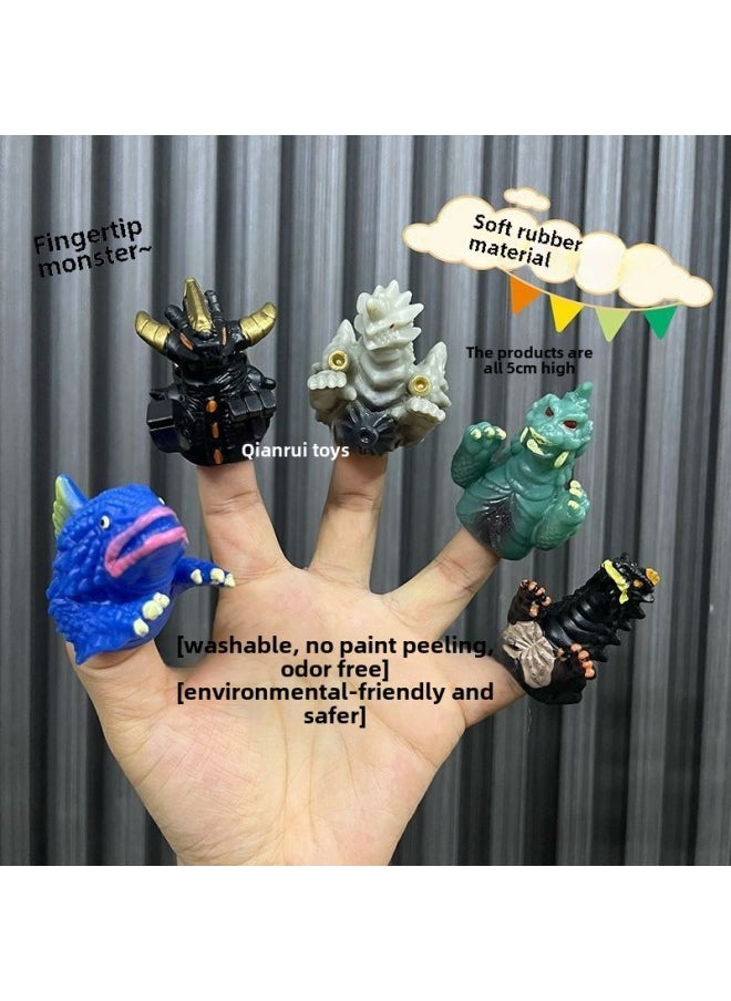 Generic - Soft Gel Fingertips Ultraman Hero Monster Full Set Of Parent-Child Interactive Toys Children's Birthday Gift Hand-made Model-Color:6 Fingertip Monsters (specified Note Numbers) - Image 1