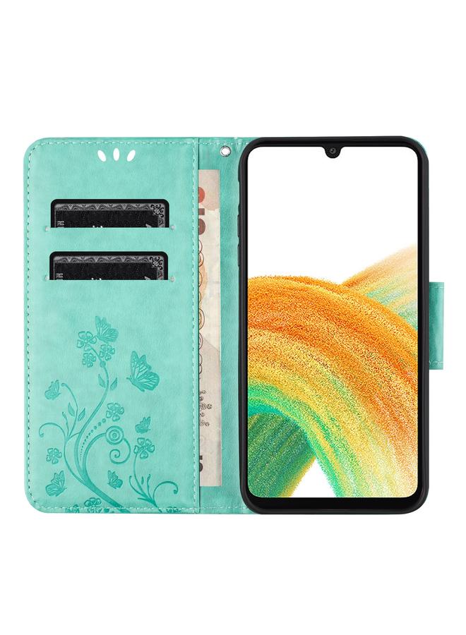 اس-توب جراب لهاتف Samsung Galaxy S24 5G بنمط زهرة الفراشة من الجلد القابل للطي - Image 4