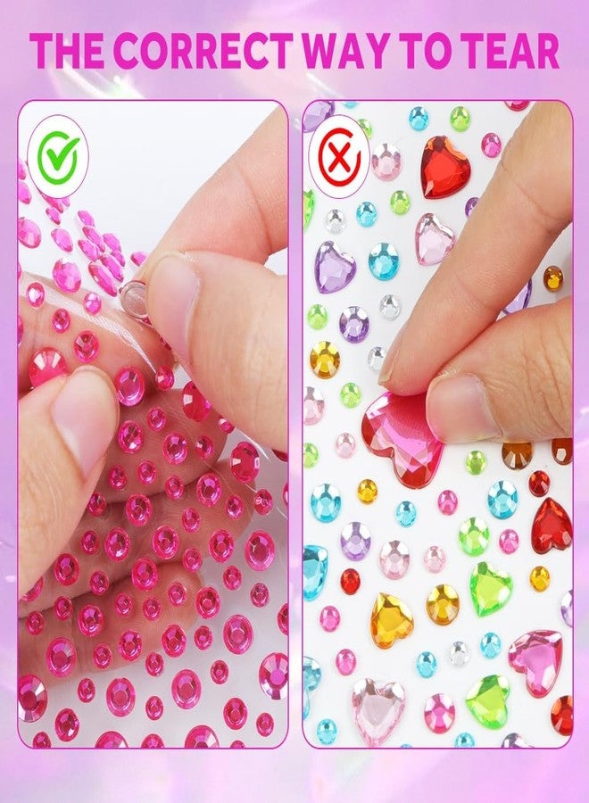 xinxingin 2520 Pcs Rhinestone Stickers, 12 Sheets DIY Craft and Makeup Face Jewels, Self Adhesive Glitter Stickers for Creative Projects - Image 5