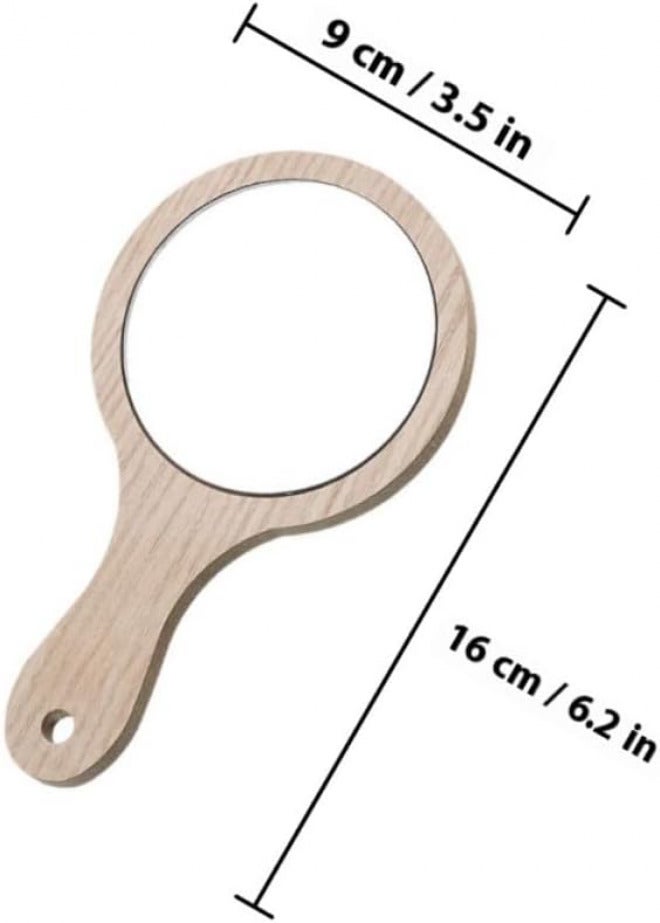 Veemoon 6 Pcs Wooden Handheld Makeup Mirrors with Handles Small Portable Travel Beauty Cosmetic Mirrors for Women - Image 2