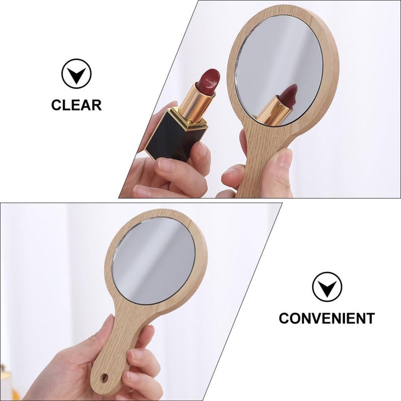 Veemoon 6 Pcs Wooden Handheld Makeup Mirrors with Handles Small Portable Travel Beauty Cosmetic Mirrors for Women - Image 3