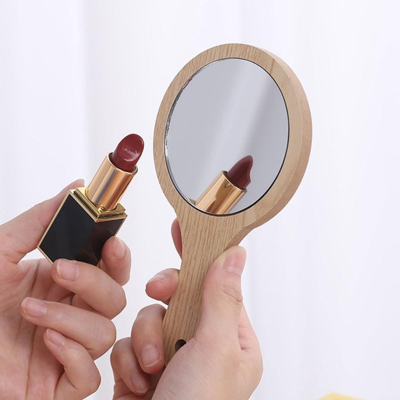 Veemoon 6 Pcs Wooden Handheld Makeup Mirrors with Handles Small Portable Travel Beauty Cosmetic Mirrors for Women - Image 4