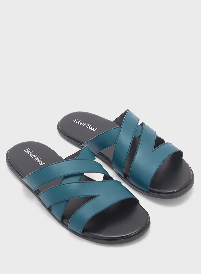 روبرت وود Men'S Cross Strap Sandals