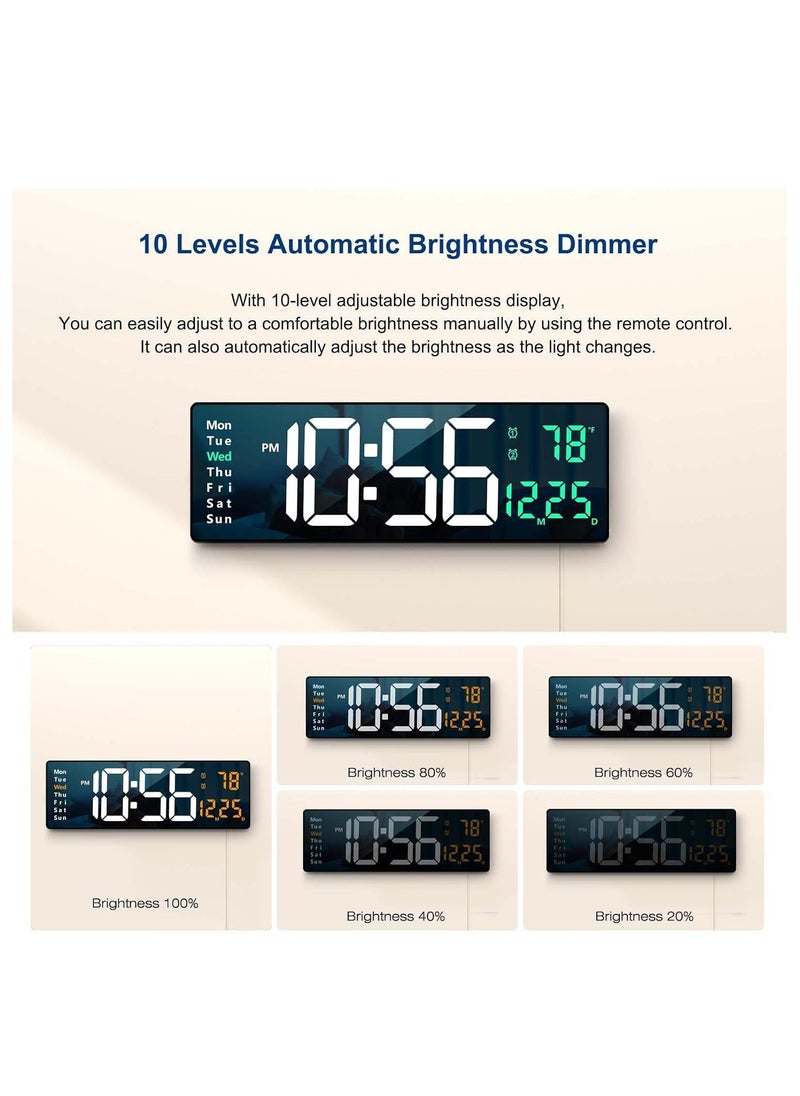 ARNOTEC - Digital Wall Clock Large Display, 16.2 Inch Large Wall Clocks, Modern LED Digital Clock with Remote Control for Living Room Decor, Automatic Brightness Dimmer Big Clock with Date Week Temperature - Image 1