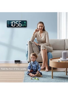 ARNOTEC Digital Wall Clock Large Display, 16.2 Inch Large Wall Clocks, Modern LED Digital Clock with Remote Control for Living Room Decor, Automatic Brightness Dimmer Big Clock with Date Week Temperature  - Image 3