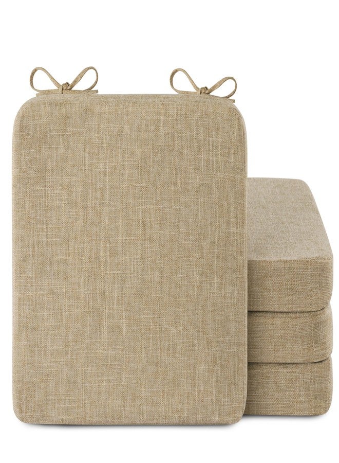 AddGrace Square Chair Cushions for Dining Chairs 4 Pack Non Slip Seat Cushions for Kitchen Chairs Indoor Thick Dining Room Chair Pads with Ties and Removable Cover 16'' x 16'' x 2'' (Beige) - Image 1