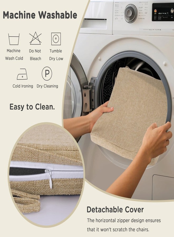 AddGrace Square Chair Cushions for Dining Chairs 4 Pack Non Slip Seat Cushions for Kitchen Chairs Indoor Thick Dining Room Chair Pads with Ties and Removable Cover 16'' x 16'' x 2'' (Beige) - Image 4